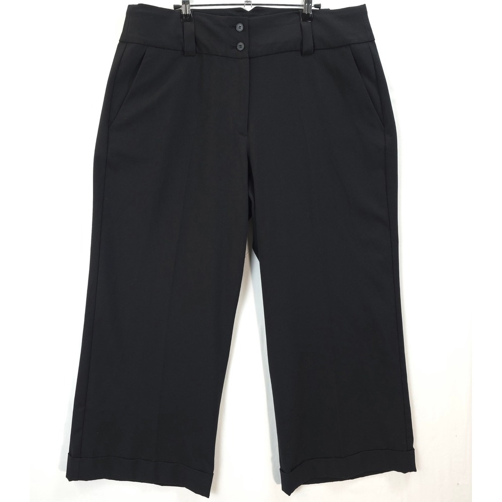 Lane Bryant Wide Leg Pants Women‎ 18S Double Button Black Professional Career